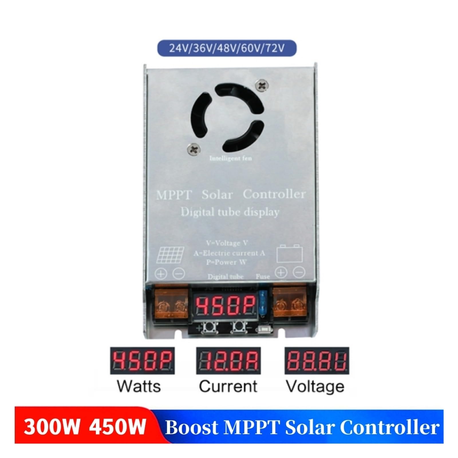 Kontroler Wzmacniacza Słonecznego 450 W MPPT 12 V ~ 50 Ładowanie Wejściowe Dla 24 36 48 60 72 Żel Kwasowo-ołowiowy LiFePO4 Bateria Litowa