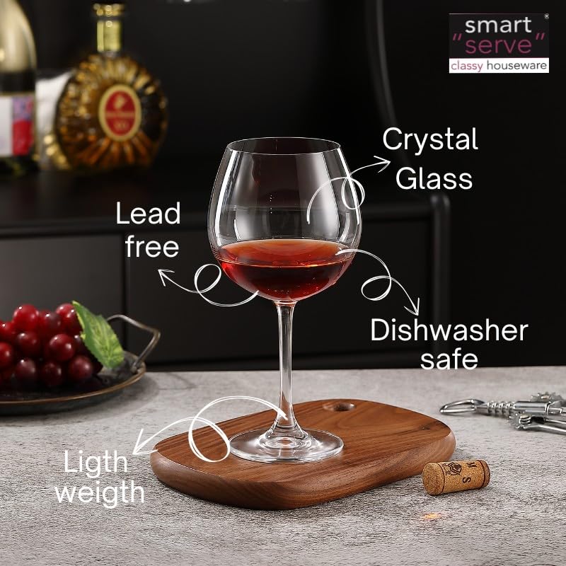 smart "serve" Imported Crystal Gin Goblets Set of 6 - 680 ml Large Balloon Glasses for Gin and Tonic, Cocktails, Wine - Lead-Free Premium Barware with Thinnest Rim for Home, Parties & Entertaining 2