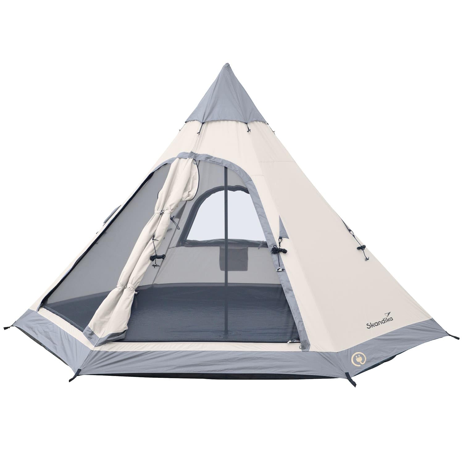 Skandika Tipi Zelt Hetta | Zelt für 4-6 Personen, 2-3 m Stehhöhe, eingenähter Zeltboden, 3000 mm Wassersäule, UV 50+, Festivalzelt, Indianerzelt, Familienzelt | Outdoor, Camping, Glamping