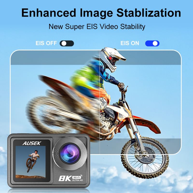 Image of ORLOV 8K Pro Action Camera with 50MP Photo | Dual Screen | 170 Wide Angle Lens | EIS Stabilization | Waterproof | Wi Fi & Remote for Youtubers, Motorcycle, Cycle Riders Helmet & Bike Camera