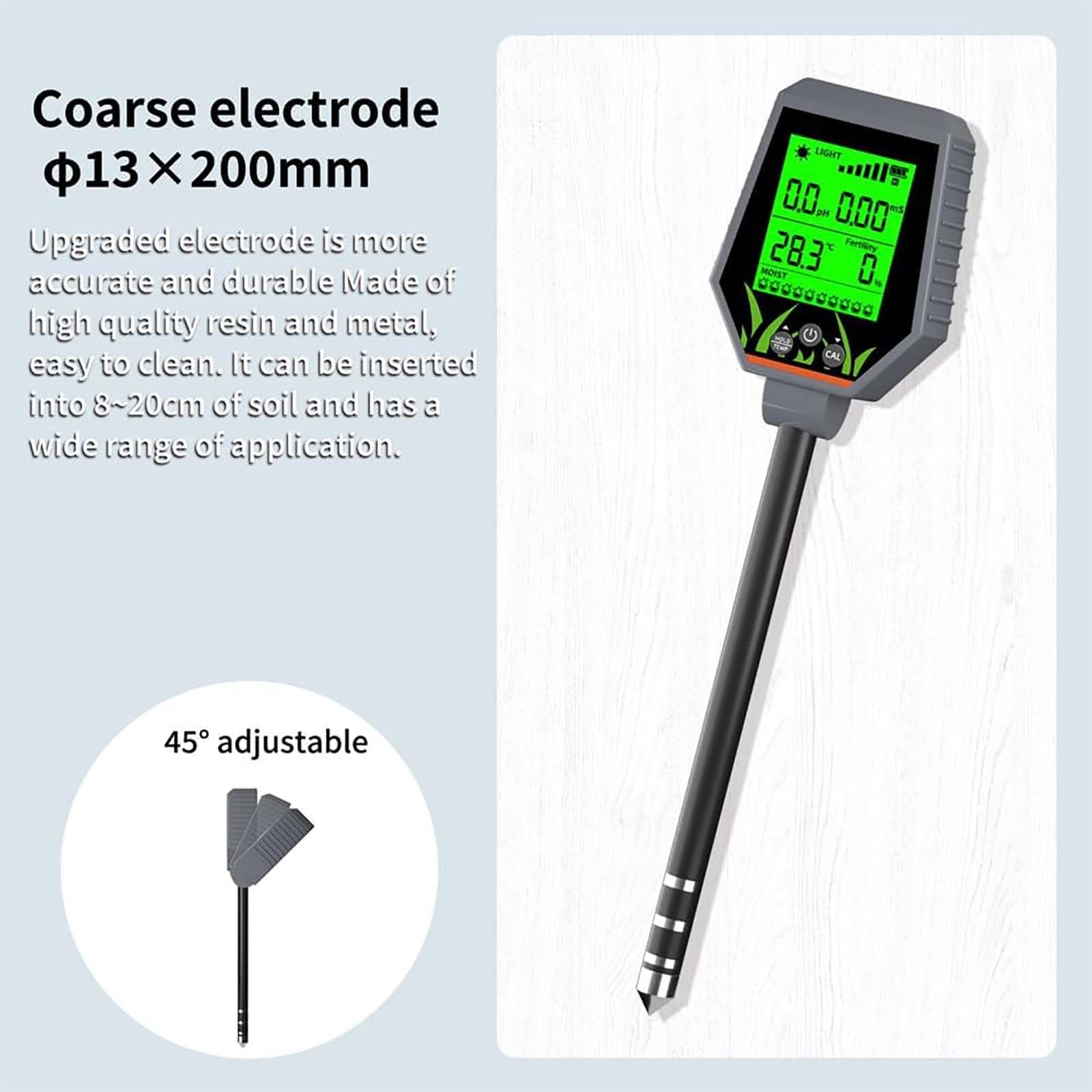 Tester del PH del Terreno ad Alta precisione Strumento di Test della conducibilità del Terreno Dispositivo di rilevamento del Terreno Portatile Rilevatore di PH/conducibilità/inten