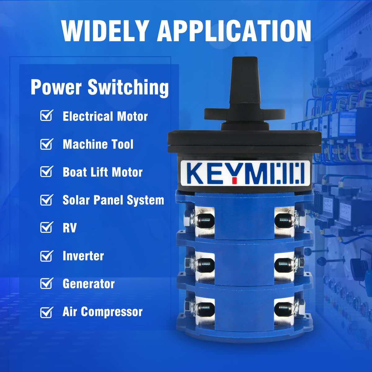 MOCO★ KEYMOO 125A Rotary Changeover Switch, 660V 3 Position 3 Phase 12