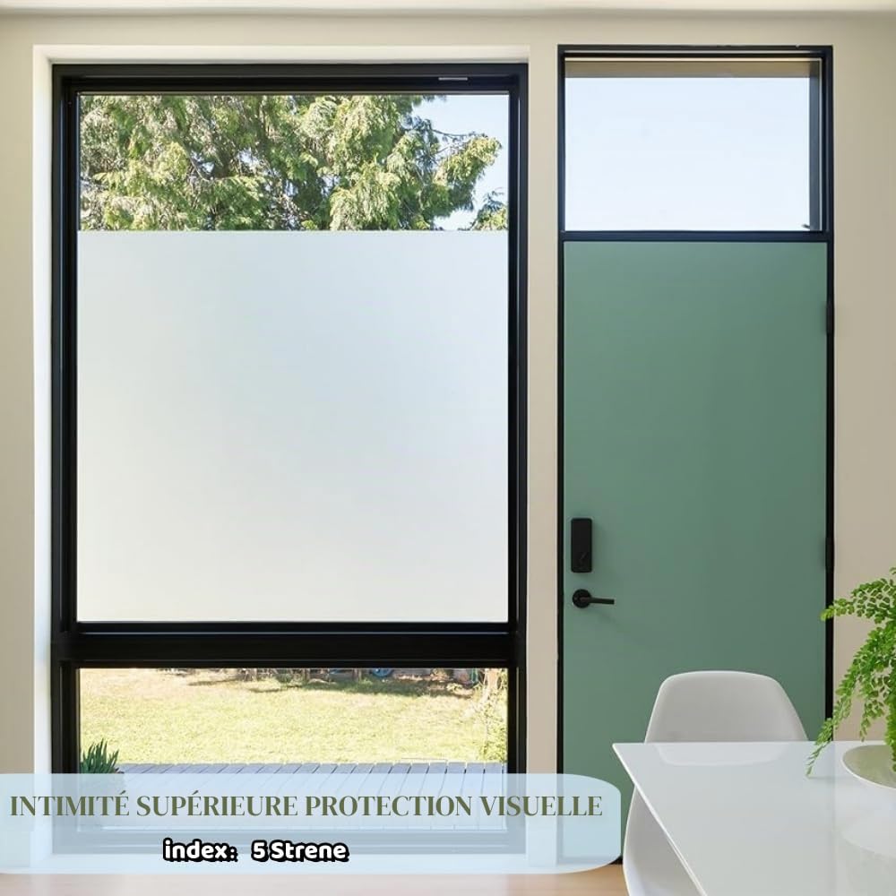 Film Fenêtre Anti Regard Dépoli Film Vitre 120cm Autocollant Décoratif Film occultant Anti UV pour la Maison Bureau - 120 x 200 cm - Mat