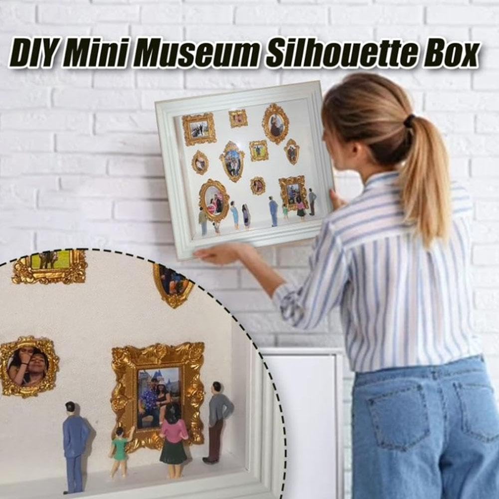 Kit Mini Museo Fai Da Te Con Cornici E Statuine Dorate – Scrigno Portafoto Personalizzato Per Anniversari, Matrimoni E Decorazione Casa (Bianco, Con Luci)