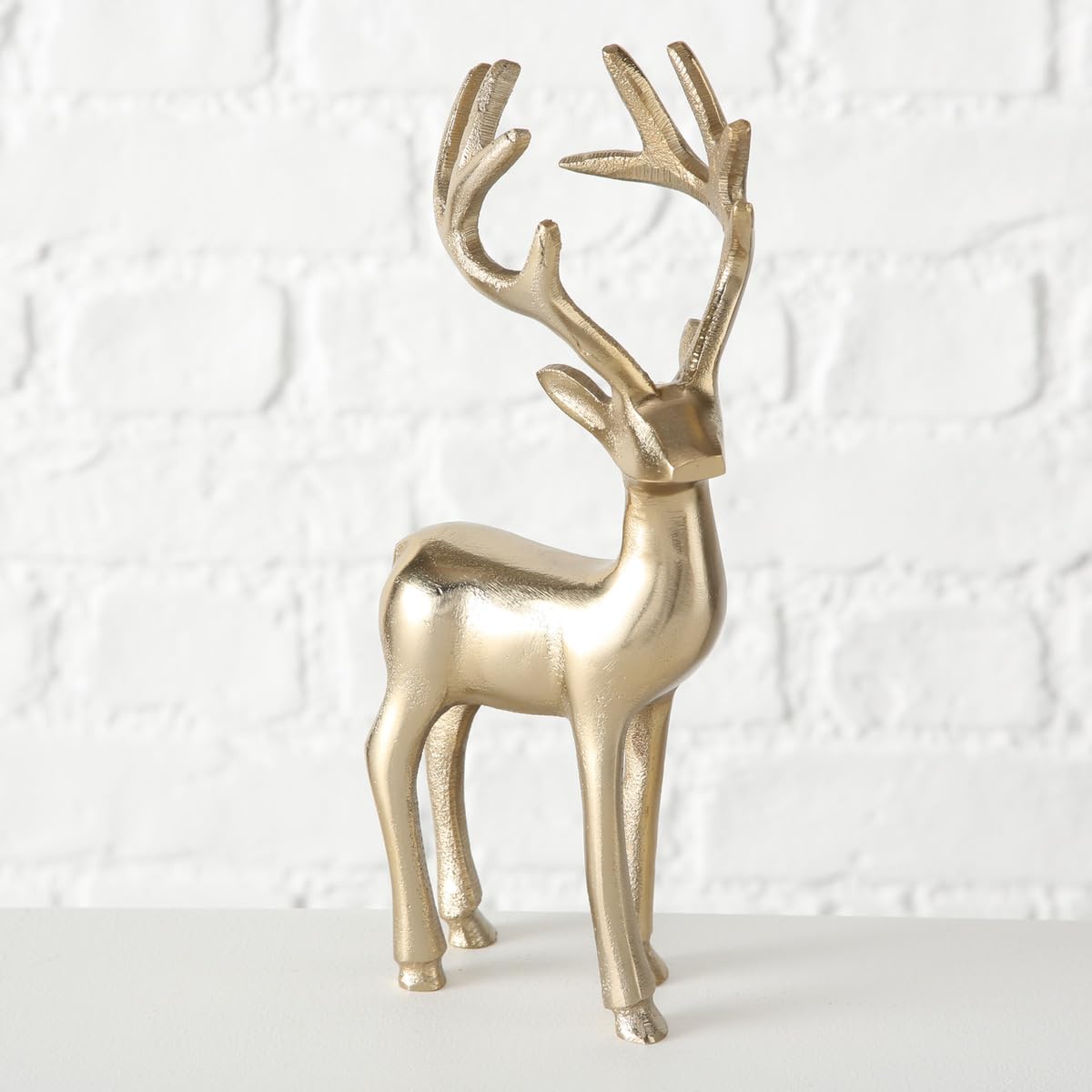 Boltze Figur Thielo (2 Teilig, Höhe 25-34 cm, Farbe Gold, Elchfigur, Dekofigur, Dekoaufsteller, Dekoration) 1016275, Normal