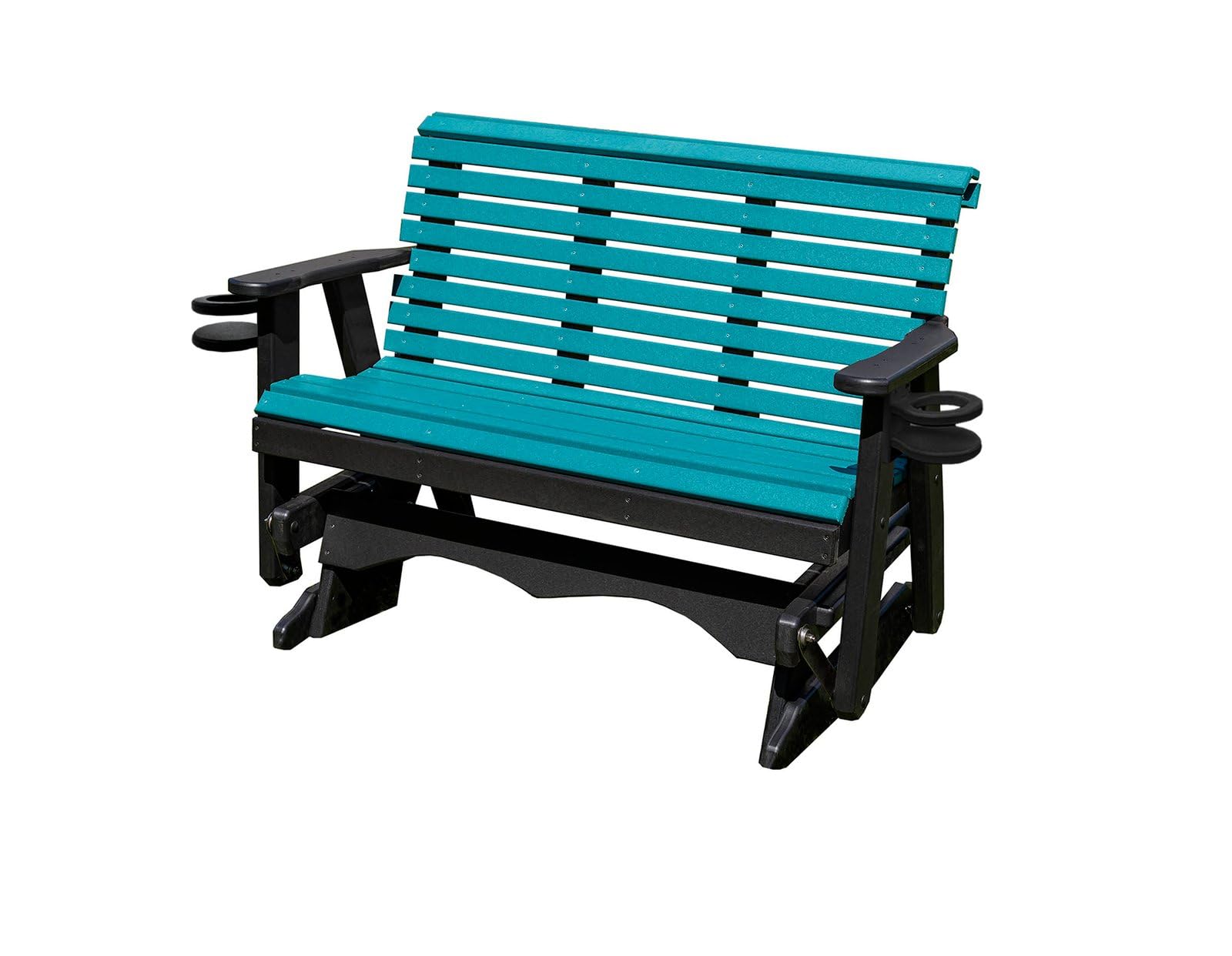 5 FT Aruba Amish-Made Porch Glider – 1000 lb Heavy-Duty Poly Lumber wood Roll Back Glider – USA Crafted HDPE Outdoor Seating Furniture - Stainless