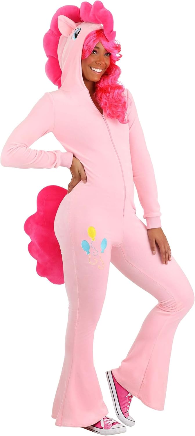 Transform into Pinkie Pie with our Vibrant Adult Costume Jumpsuit | My Little Pony Outfit for Halloween