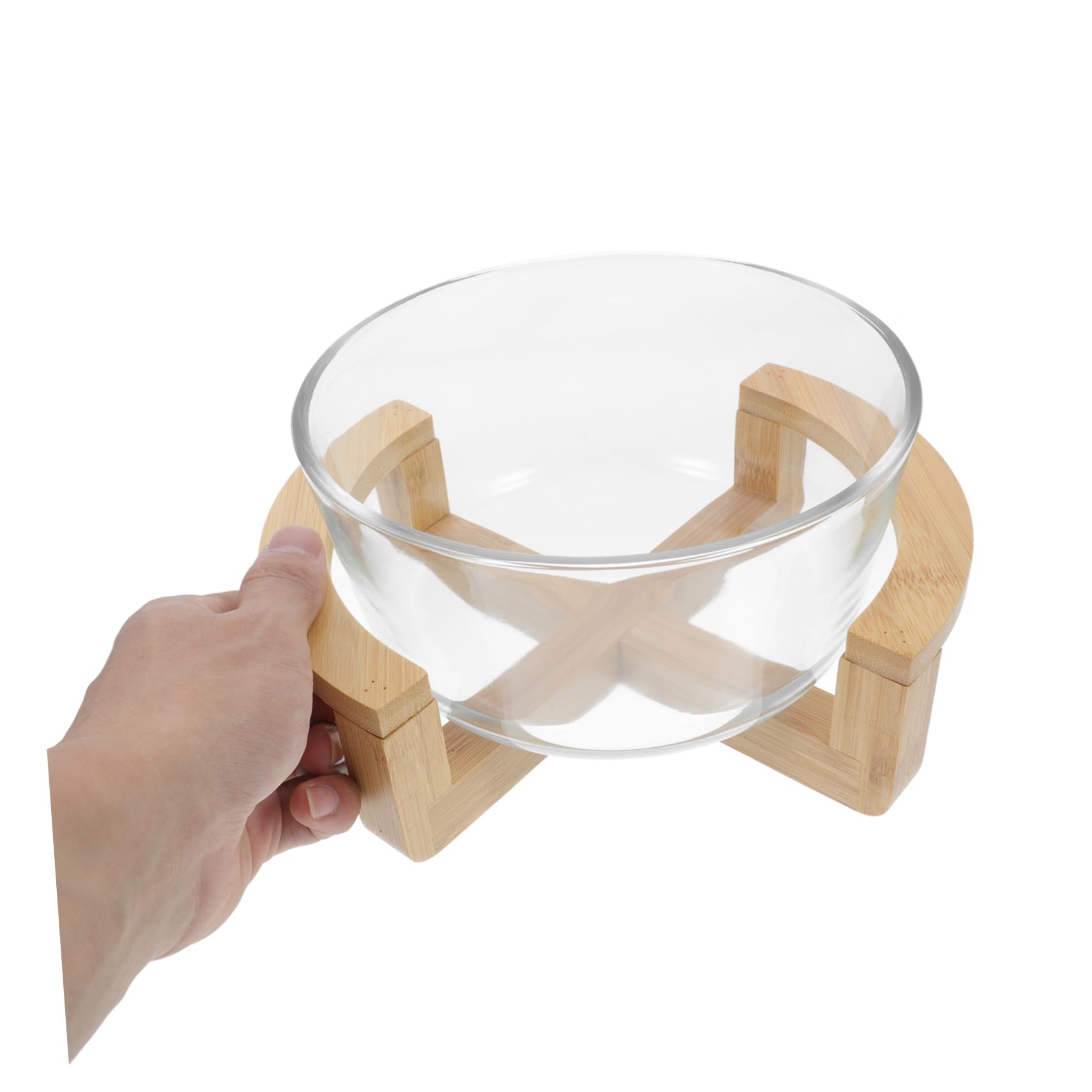 Glassalatschüssel mit Holzsockel Hitzebeständige 1500ml, Mottoparty