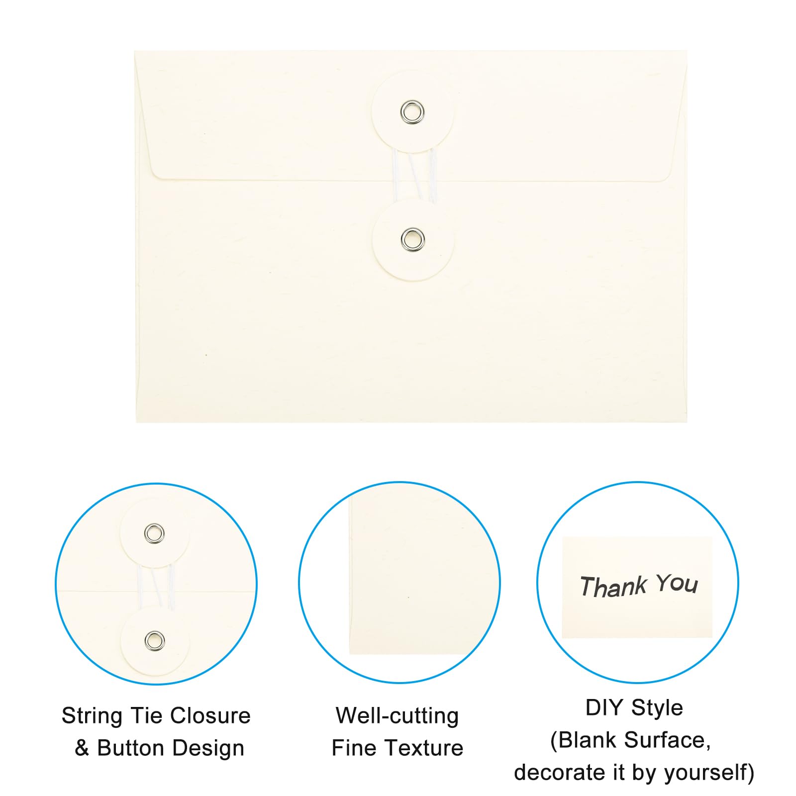 PATIKIL 4.5x6.7 Gift Card Envelopes with String Tie Closure - Image 3