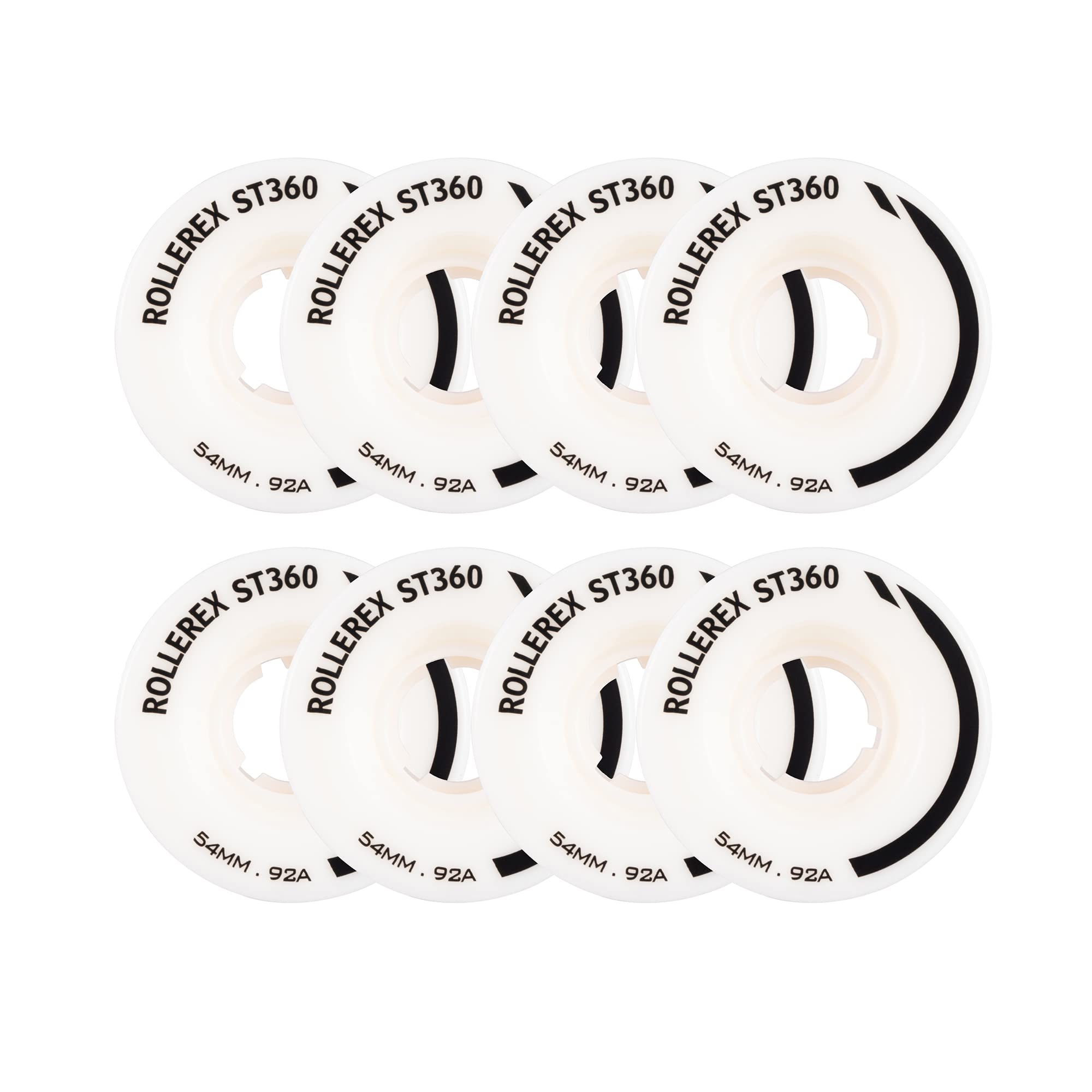 Rollerex ST360 92A Roller Skate Wheels (8-Pack) (Color Options) - Indoor Outdoor - Use for Quad Skate Wheel Replacement (Prime White)