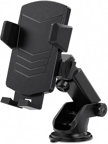 Car Phone Holder Mount, Universal Adjustable Suction Cup Phone Mount for Dashboard & Windshield, 360° Rotation