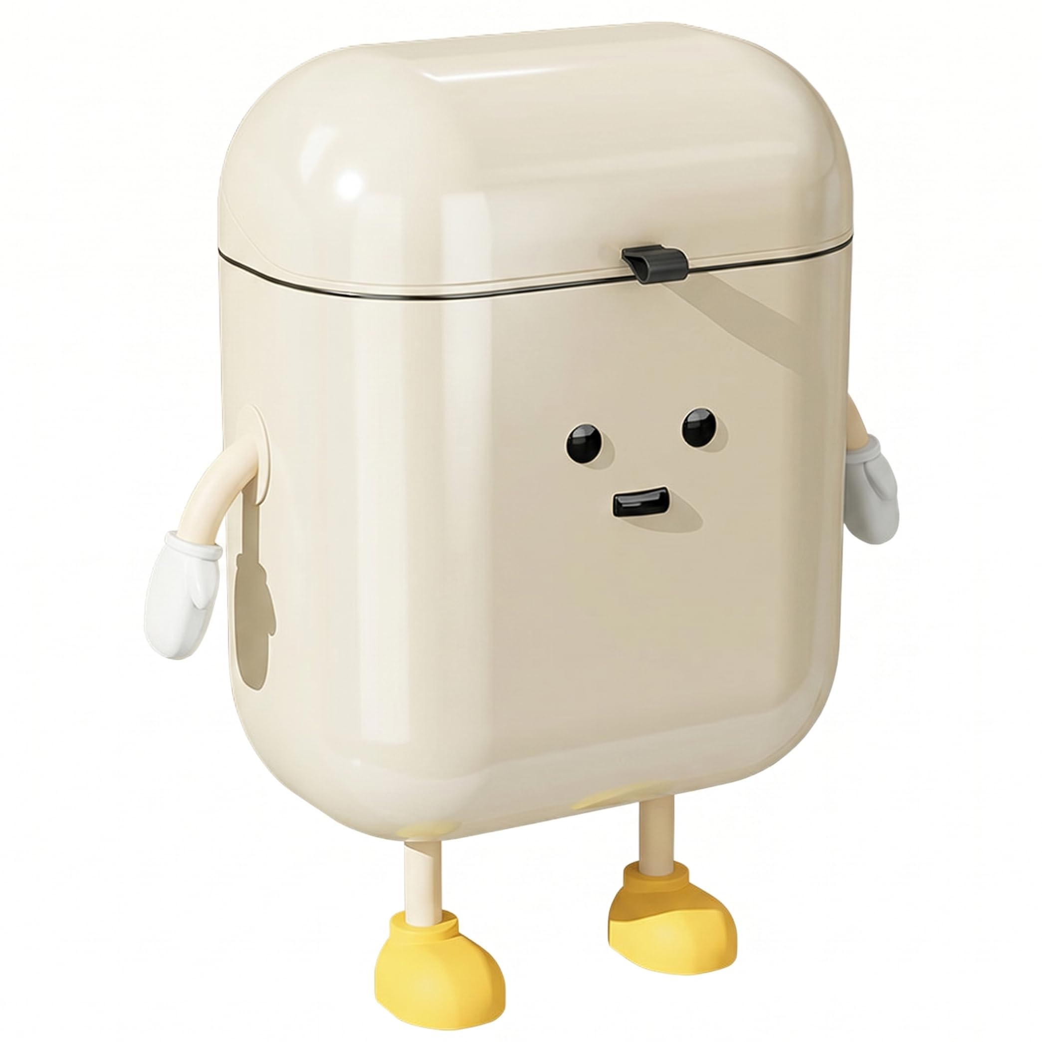 Sjfbebsy Hanging Trash Can, Cute Plastic Small Kitchen Trash Can 12L Wall Mounted Under Sink Bin with Lid, White - Cabinet Door