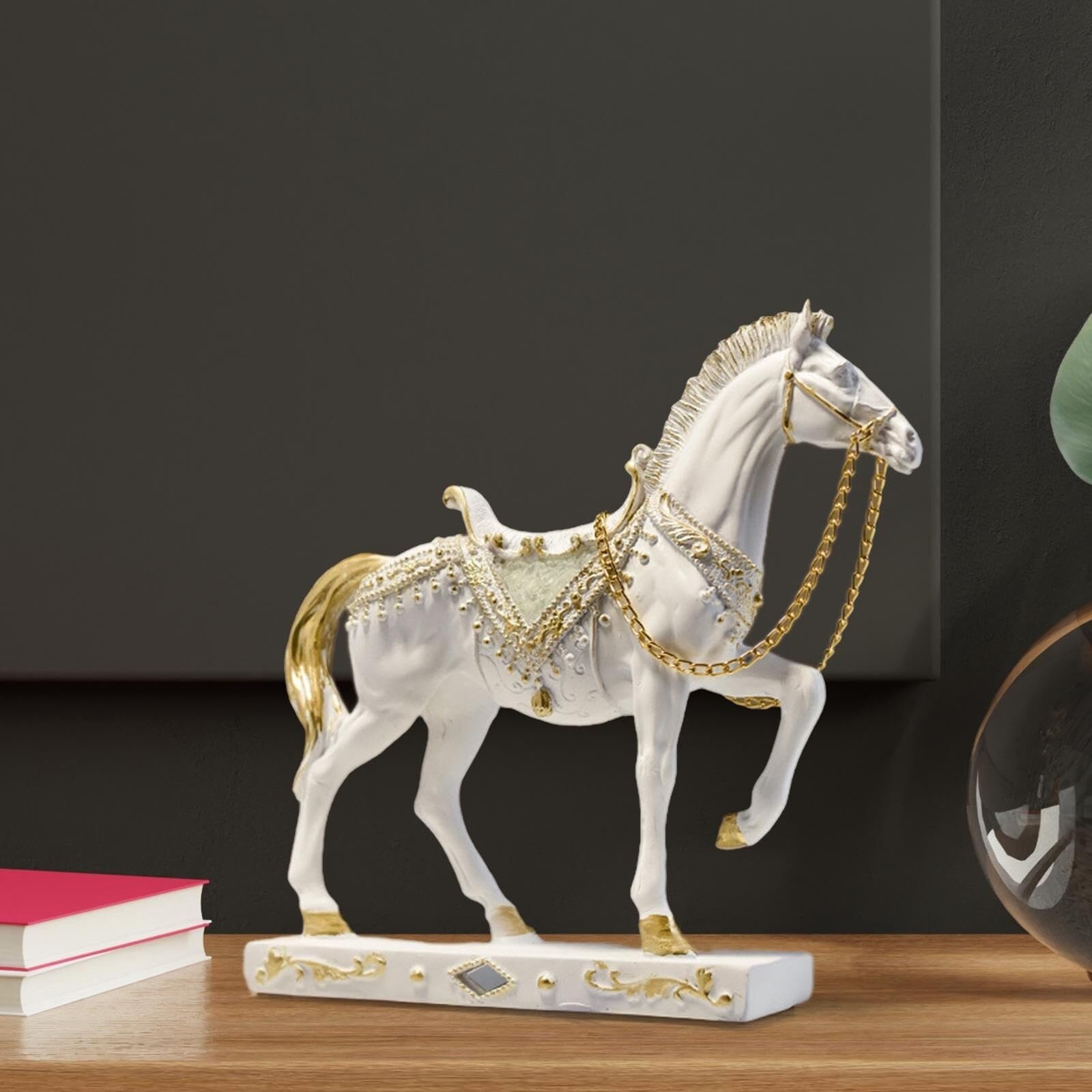 Regalos para Mujeres Estatua de Caballo decoración Arte estatuilla Ornamento Escritorio Escultura Resina Animal Decoración para estanterías