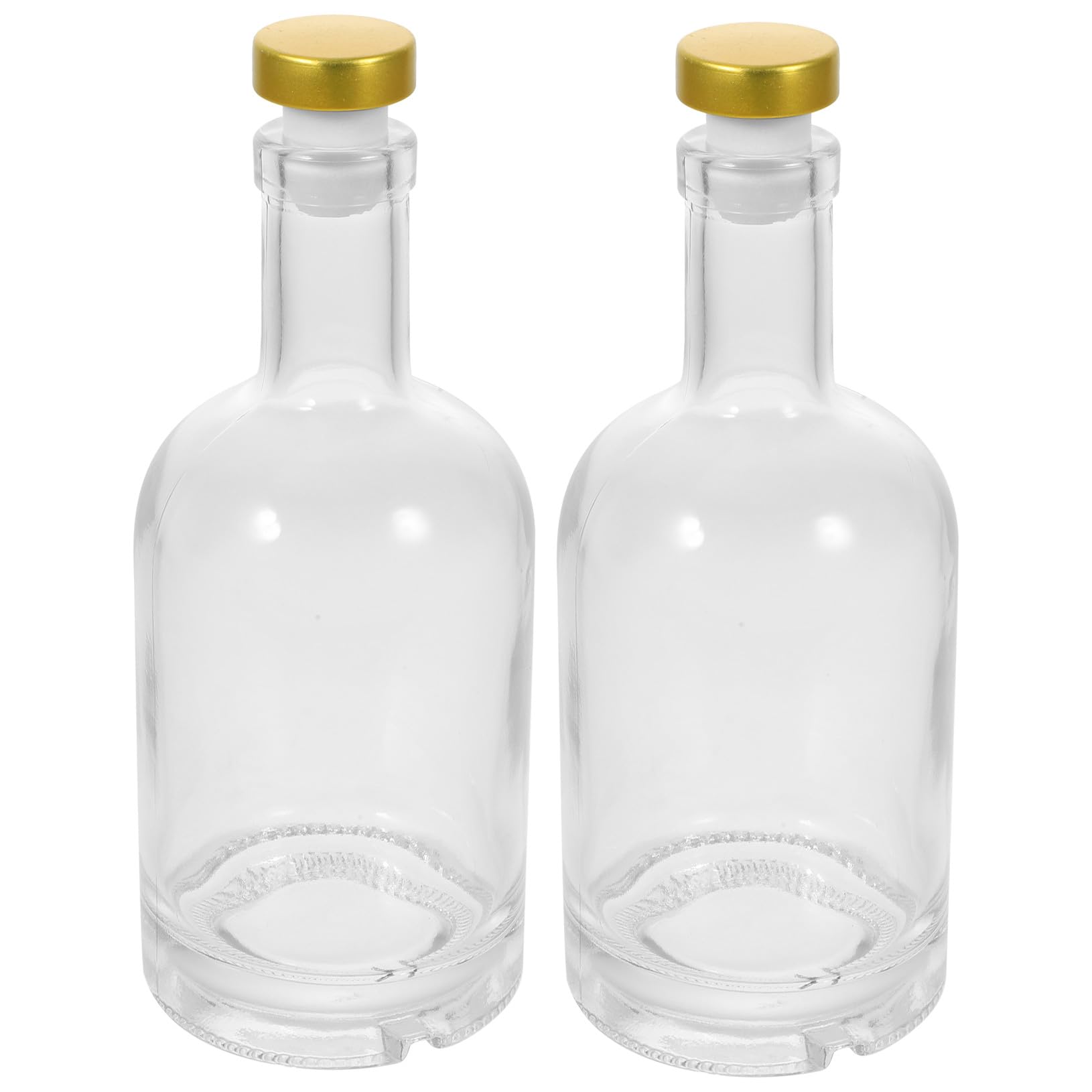 2 Stück-pack Dickbodige Wodkaflaschen aus Glas, 375ml | Breite Öffnung, Transparenter Look, Geriffelter Boden, Leichtes Ausgießen Zufällige Farbe