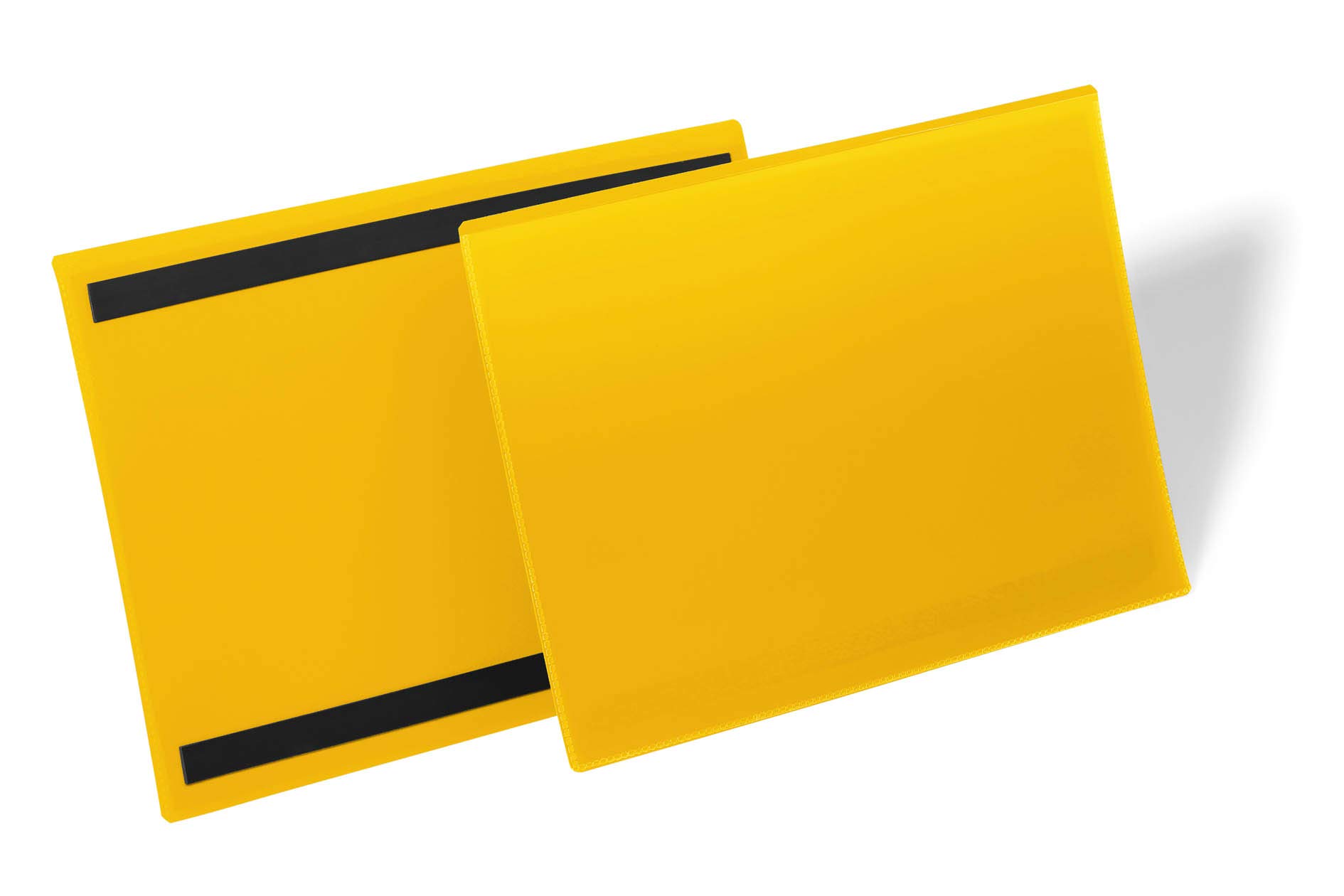 Durable Magnetic Document Sleeve A4 Landscape - Pack of 50 Pockets - Yellow - Perfect for Use on Warehouse Racking for Picking Locations