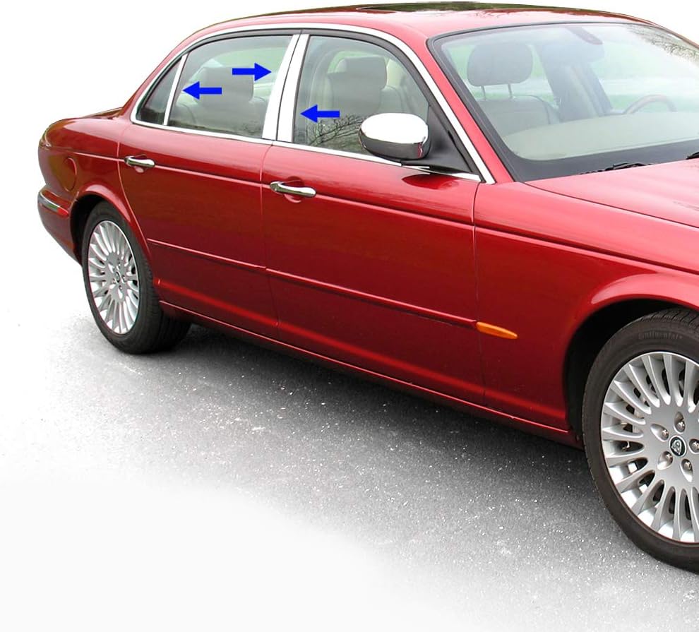 Made in USA! Compatible with 2003-2009 Jaguar XJ-8 6 PC Stainless Steel Chrome Pillar Post Trim