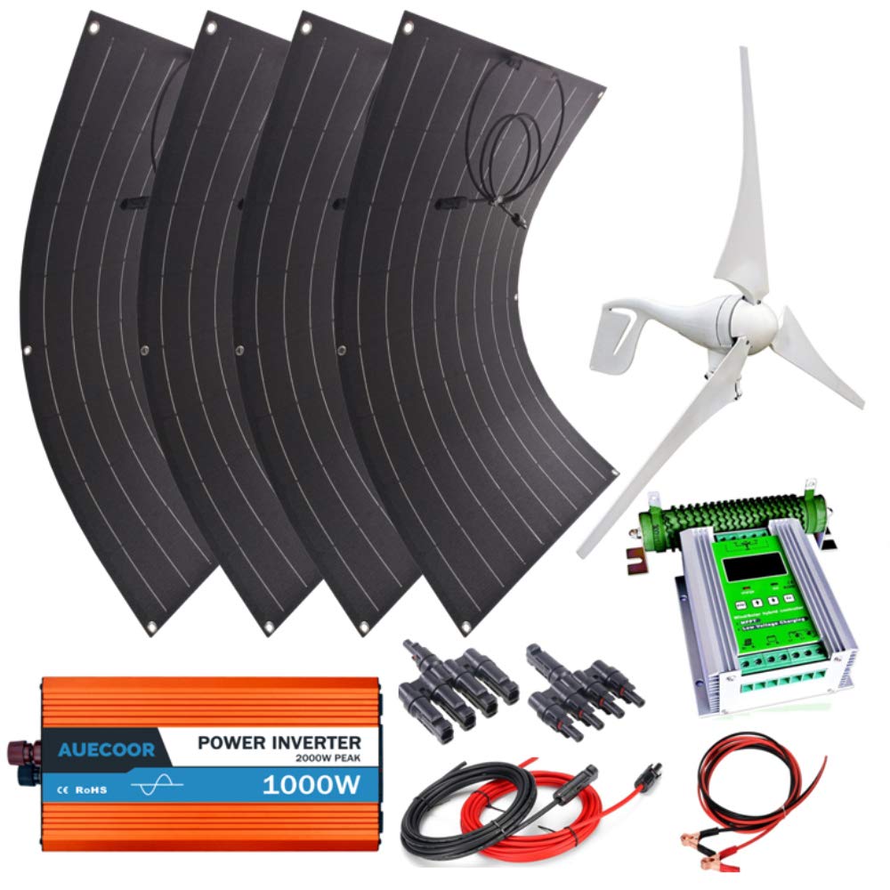 Buy AUECOOR 800W Wind Solar Power 4x100W Bendable Flexible Solar