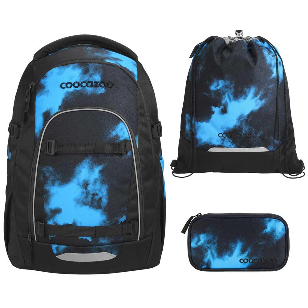 coocazoo MATE Schulranzen-Set 3tlg für Mädchen und Jungen ab der 4. Klasse mit Rucksack. Schlamperetui und Sportbeutel (Mystic Clouds V2)