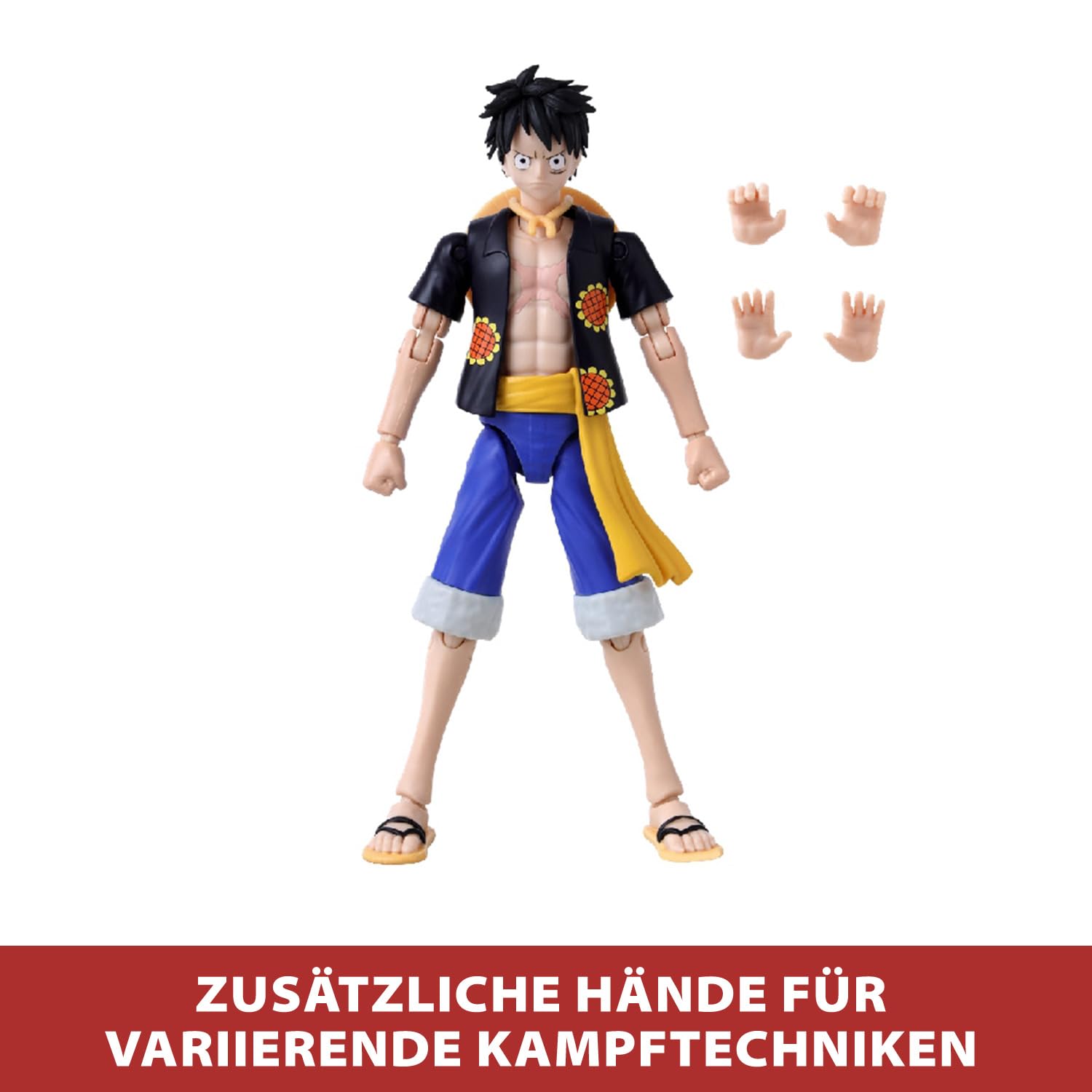 BANDAI – Anime Heroes – One Piece – Anime Heroes Figur 17 cm – Monkey D. Ruffy Dressrosa-Version – Offizielle One Piece Lizenz – Gelenkige Luffy-Figur – Spielzeug für Kinder ab 4 Jahren – 37007