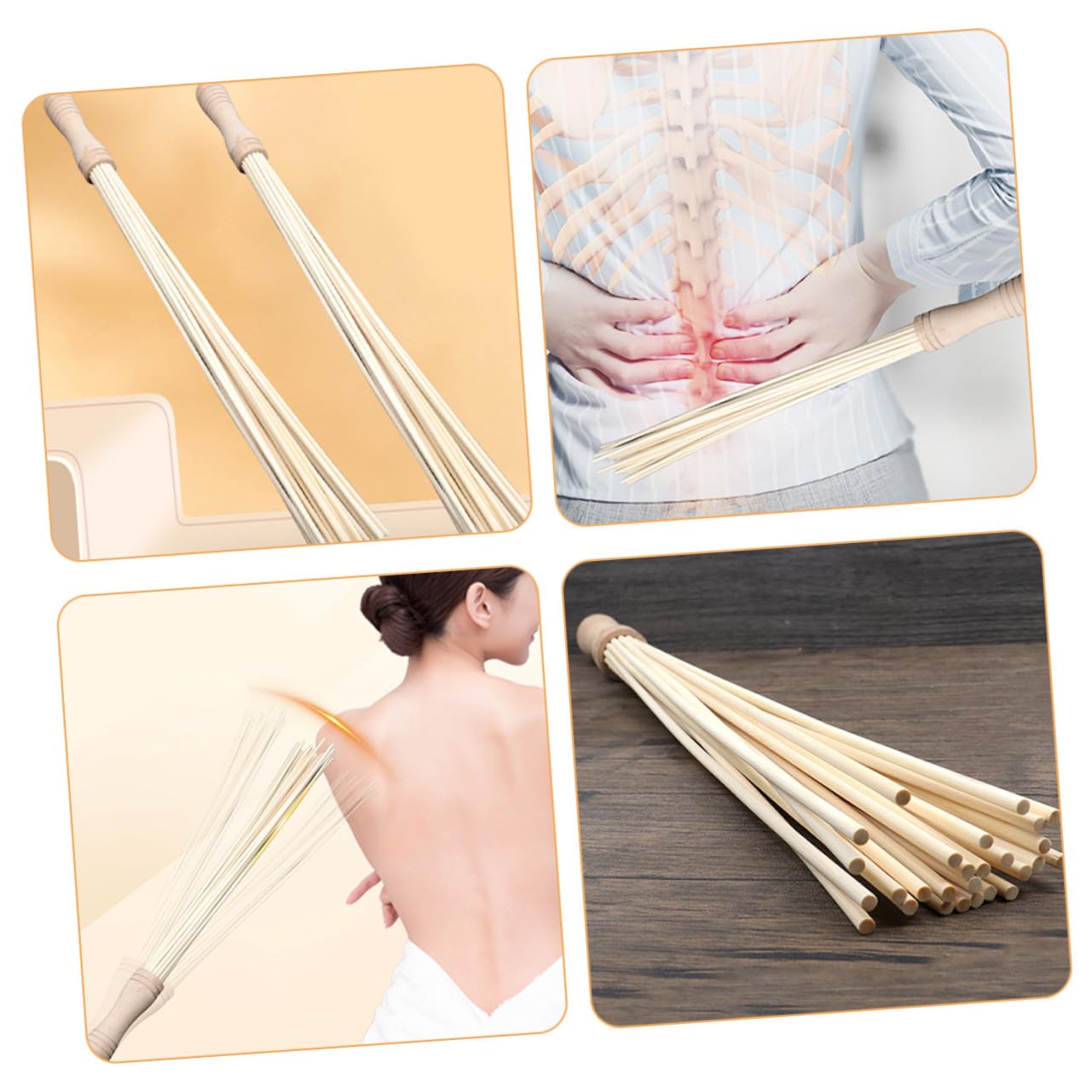 Masajeador Palo de Masaje Portátil para Cuello y Espalda de Bambú y Madera Superficie Lisa Rebabas Adecuado para Uso en Oficina y Hogar para Uso en Oficina y Hogar