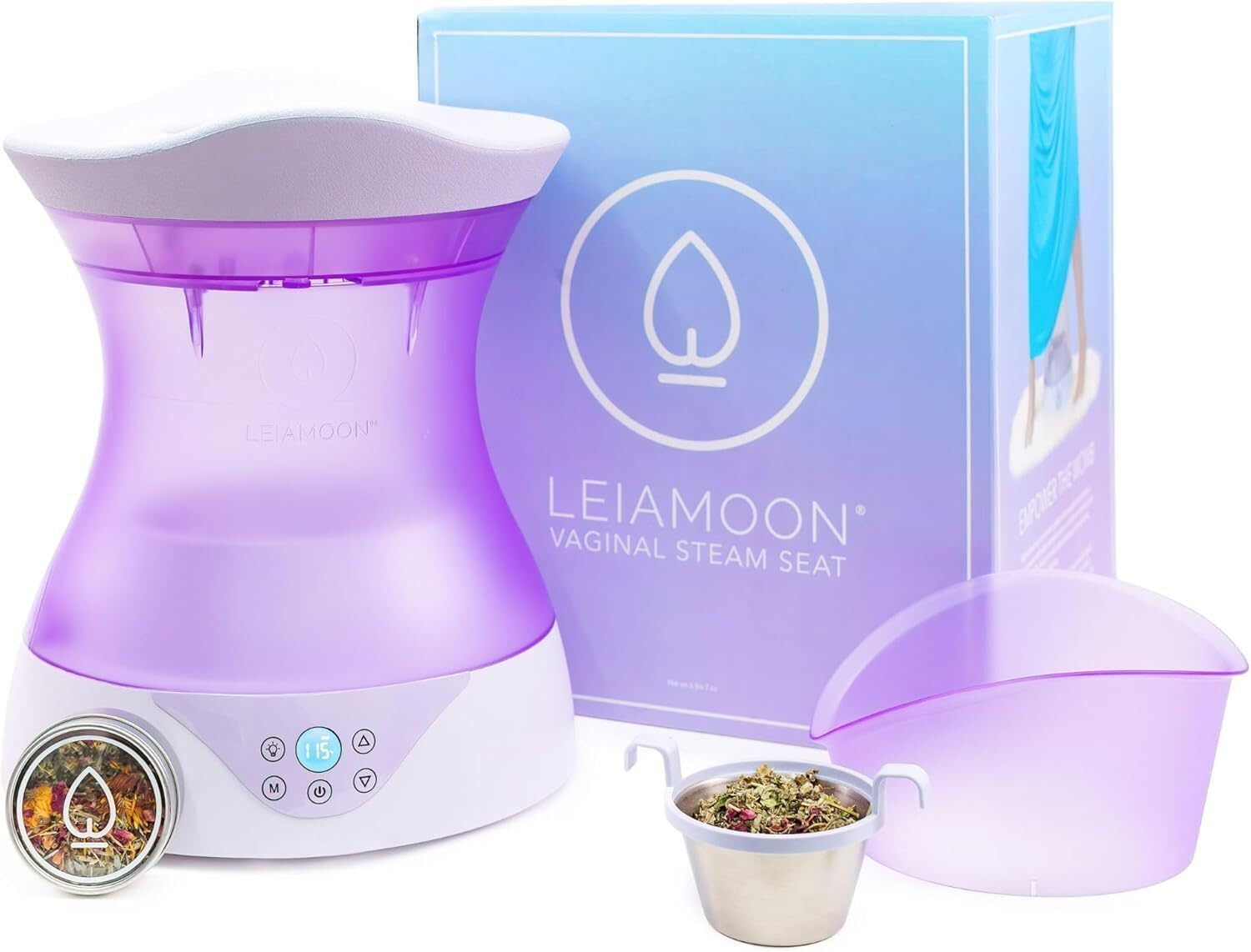 Yoni Steam Seat Set for Feminine Wellness & Self-Care - Vaginal Steamer with SteamSafe Temperature Control & Near Infrared & Red Light Therapy - V Steam at Home Kit with Yoni Herbs for Steaming