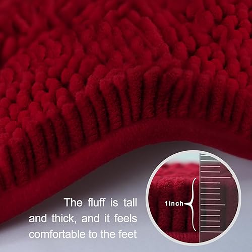 Miniatura 7 de Juego de 2 alfombras de baño para baño, ducha y baño, tapete de baño de felpilla, tapete de baño de 20 x 20 pulgadas en forma de U y alfombra de 20