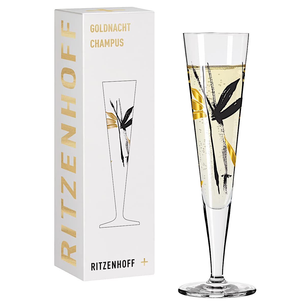 Flûte à champagne Ritzenhoff en or véritable, verre design haut de gamme allemand