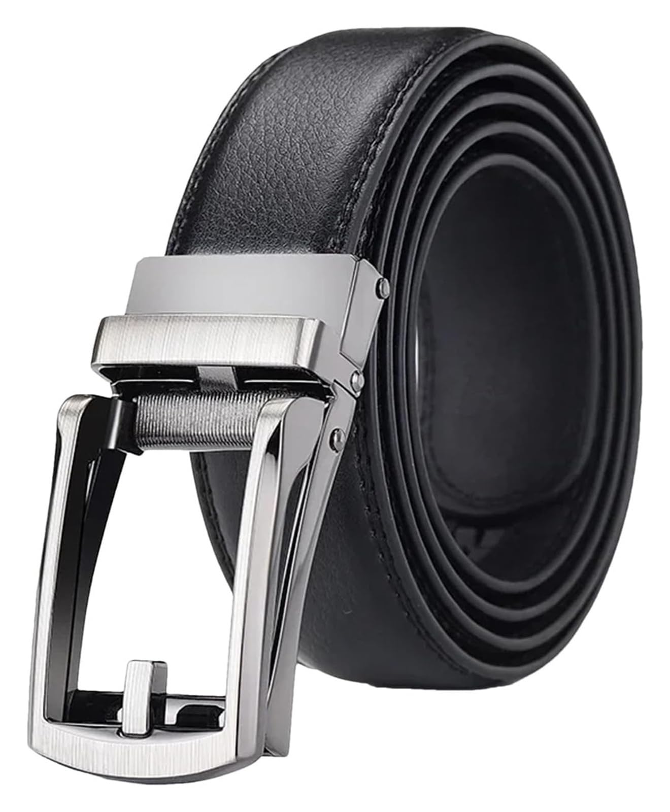 Cinturones de cuero genuino for hombre, de negocios, con hebilla de aleación ajustable automática for jeans, cinturones de cintura