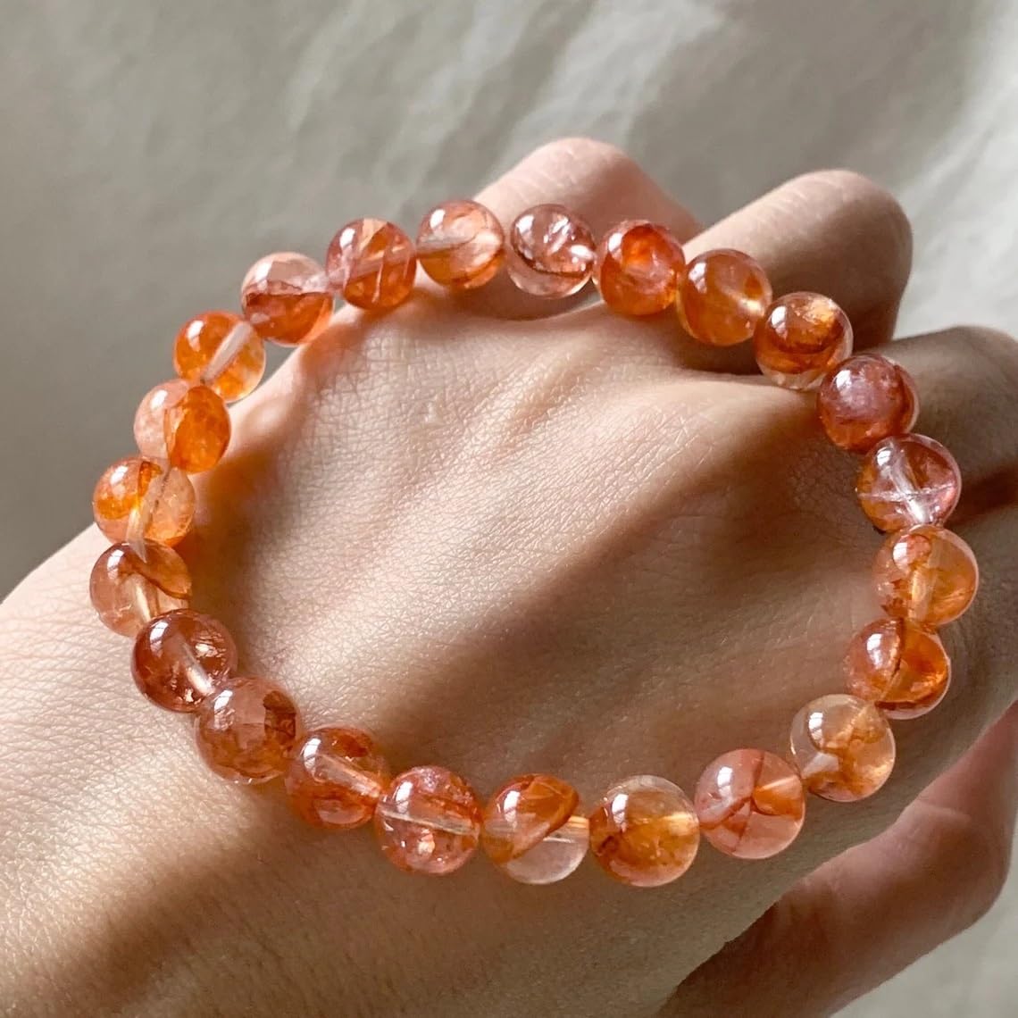 Braccialetto elastico in quarzo naturale semi-prezioso, 6 mm, perline rotonde lisce da 6 mm, braccialetto bohémien, braccialetto regolabile per meditazione spirituale, unisex, con pietre preziose,