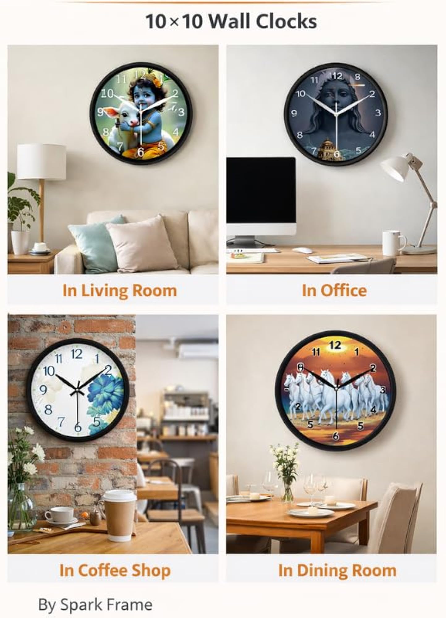 Spark Frame Clock Decorative Stylish Glass Analog Wall Clock