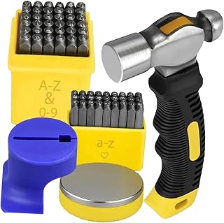 SM SunniMix Metal Stamping Kit Hand Bench Block Letter Punch Set Number Punch Set User Friendly Comfortable use Suitable for Jewelry Making Gift