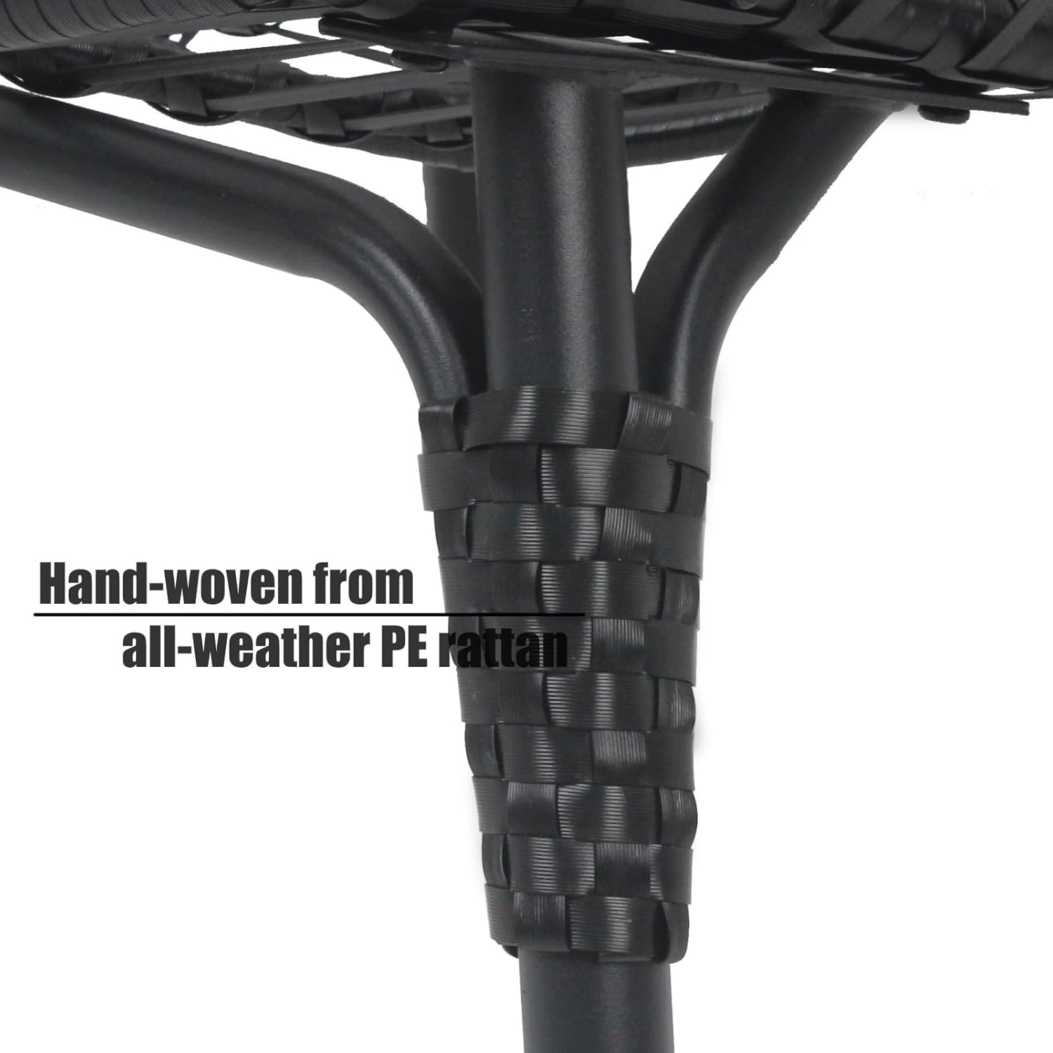 Wicker Chair Egg Shape, 400lbs Capacity, 8-Inch Cushion, Indoor Outdoor Balcony Chairs(Black+Gray)