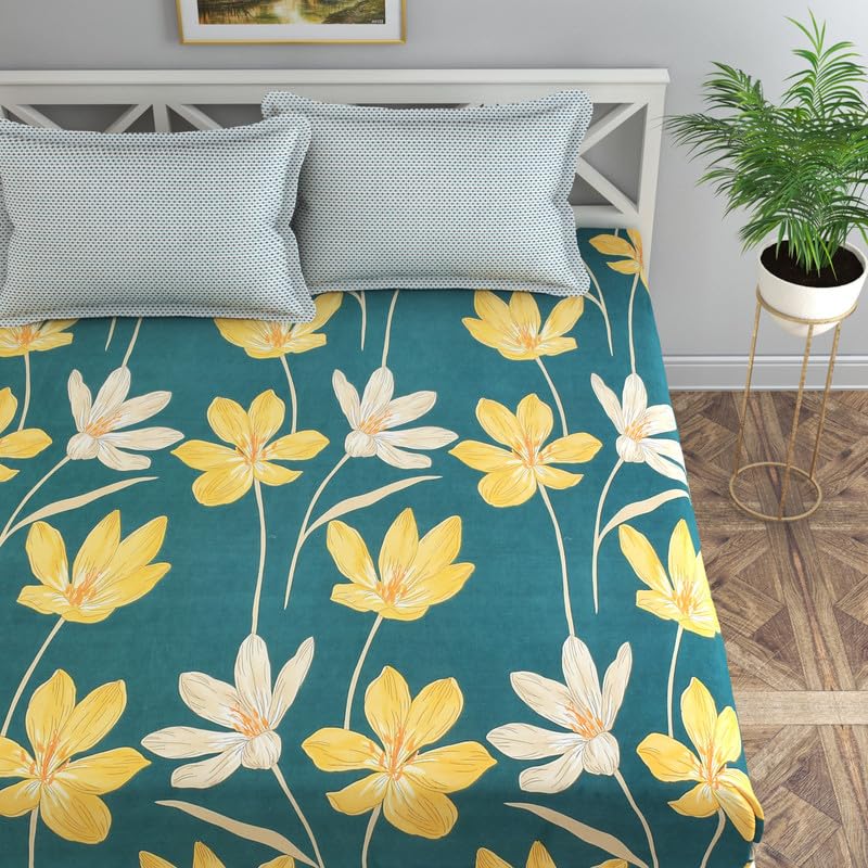 Image of Florida Polycotton Bedsheet (Reeva Green, King)