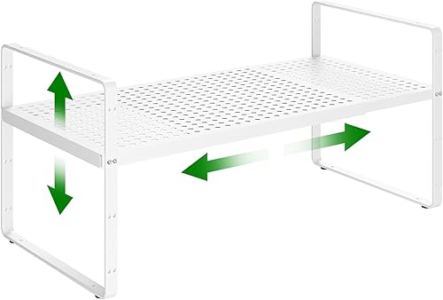 Estante organizador expandible para gabinete de cocina, estante de metal resistente para especias apilable, estante de almacenamiento para encimera