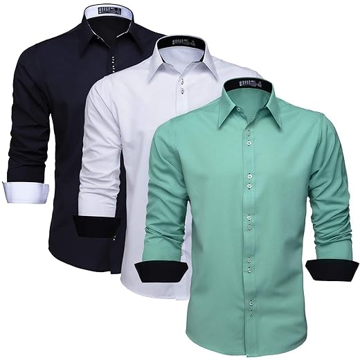 Kit 3 Camisa Masculina Slim Social Manga Longa Fácil de Passar 3K357