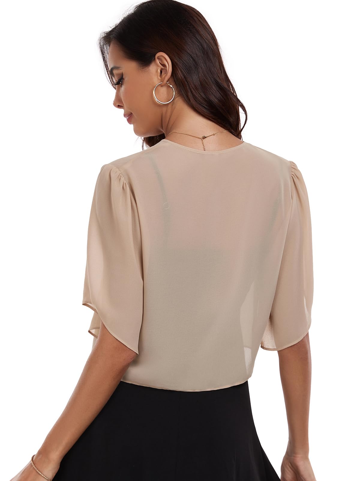 SURVODJA Cardigan corto da donna in chiffon leggero maglioni a maniche corte bolero coprispalle per vestito