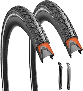 SIMEIQI 2 Pack 700x35C 700x38C Reflective Bike Tires and Tubes Anti-Puncture Proof No Flat Thron-Resistant Road Bicycle Tires with Presta Valves 2 Levers