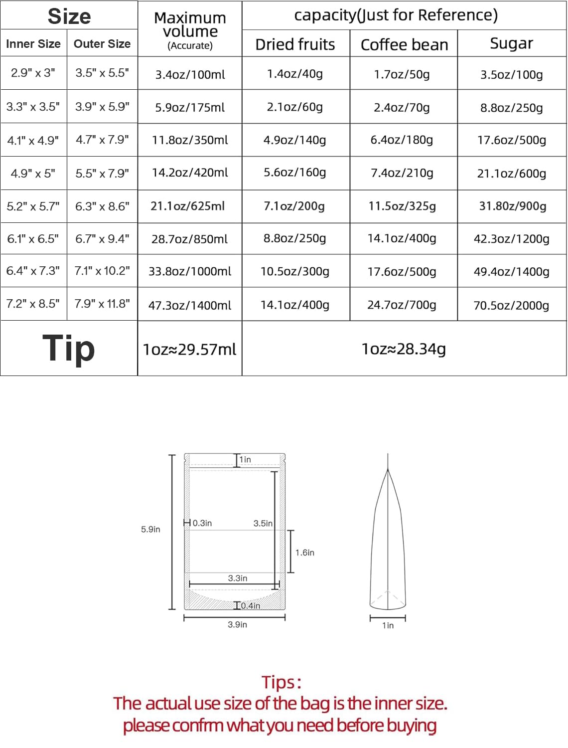 100 bolsas de papel kraft blanco con ventana, bolsas de pie, bolsas de almacenamiento de alimentos con cierre de cremallera para productos de embalaje, reutilizables, sellables (3.9 x 5.9 pulgadas)