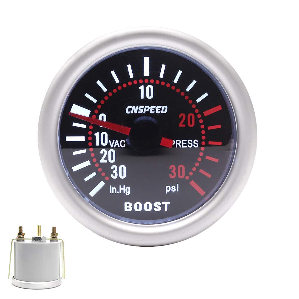 Kit Indicatore di Pressione Turbo 2 Pollici 52 mm Manometro Universale per Parti Moto Auto 0-30 PSI Metri Quadranti Affumicati Pollici HG
