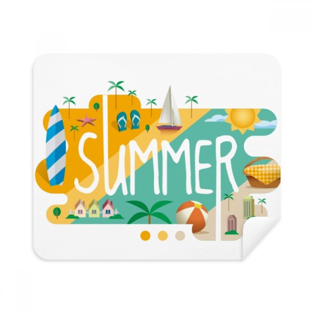 Summer Season Illustration Cleaning Cloth Screen Cleaner 2pcs Suede Fabric