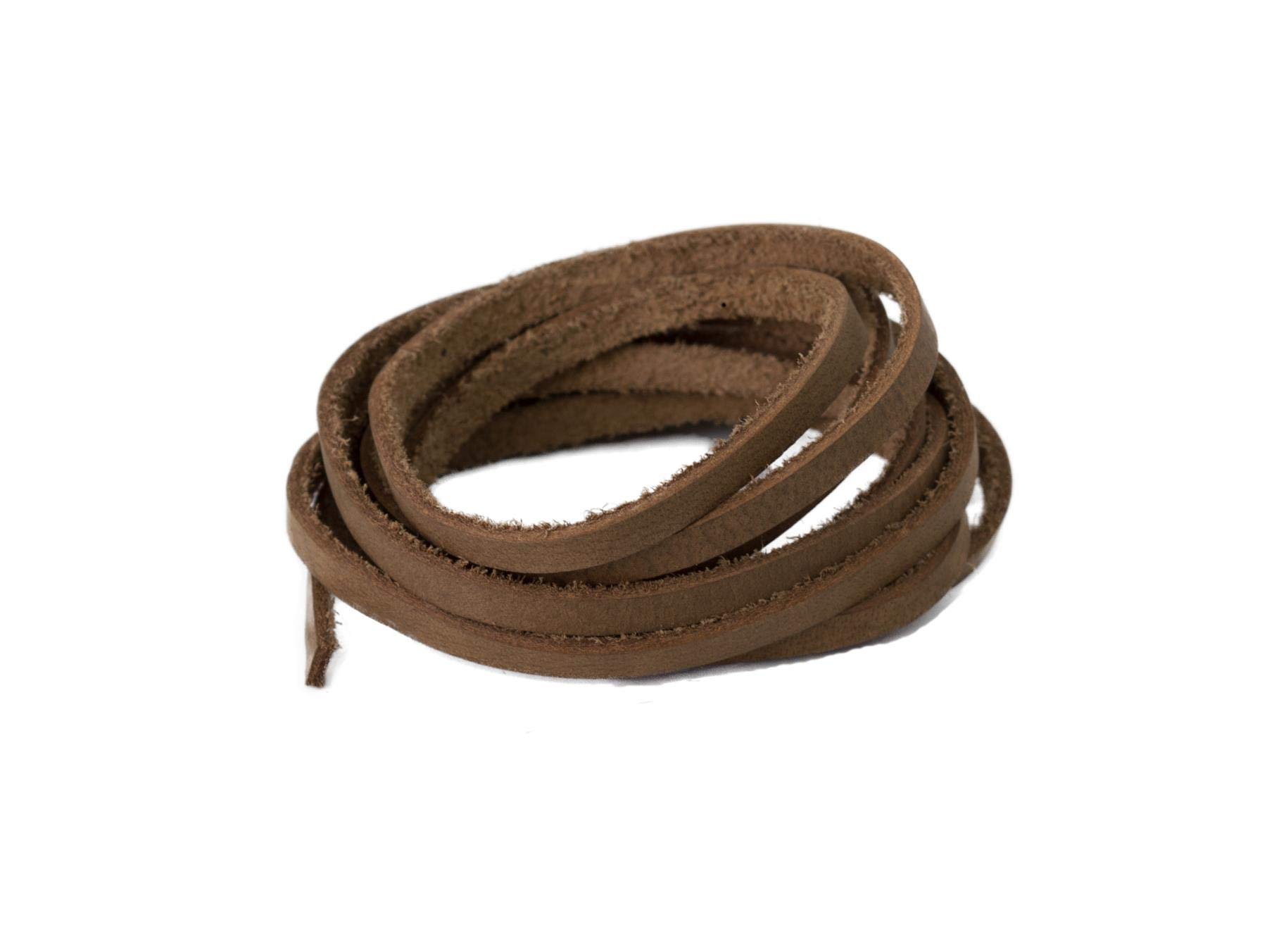 WALKER AND HAWKES - Premium Cowhide Leather Strip Cord 1.9mm Thickness String - Tan - Width/3mm Length/1m