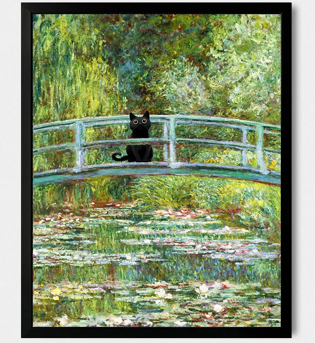 Hamduker Cat Wall Art Monet Prints Vintage Canvas Wall Art Funny Cat in Aesthetic Posters for Living Room Bedroom Wall Deco (Size: 16''x20''x1pcs)