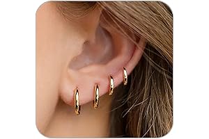4 Pairs Big Gold Titanium Hoop Earrings Set For Women Girls Hypoallergenic Non Tarnish
