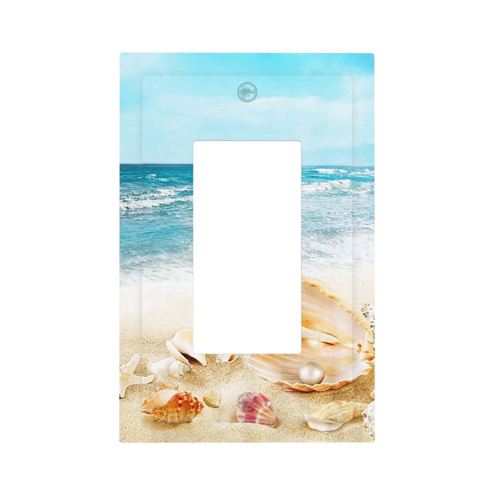 Nautical Beaach Shell Starfish Coastal 1 Gang Outlet Decorator Light Switch Wall Plate Cover Faceplate Decorative Switchplate Rocker/GFCI Outlet Cover