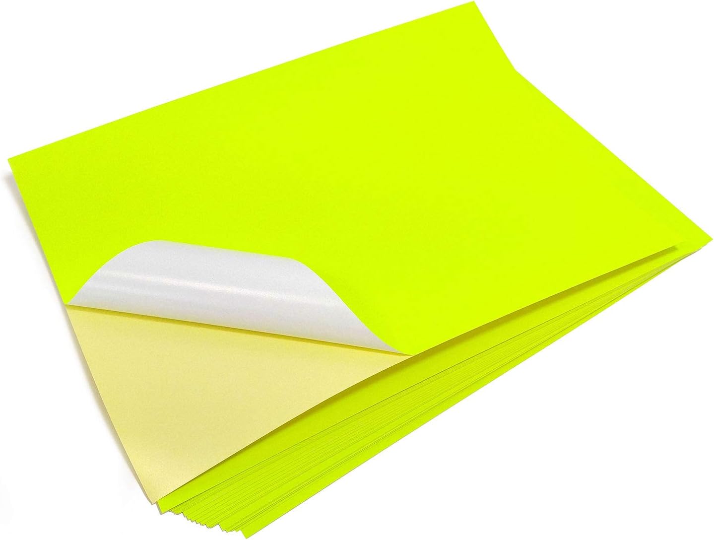 Evergreen Goods A4 10 Sheets Neon Yellow Fluorescent Paper Sticker | Self-Adhesive Laser Printable Labels | Cutting Machine Compatible | Silhouette Craft Cutters | Bold Signage & Markers