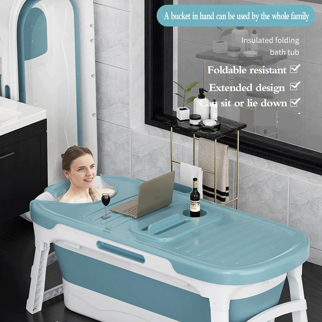 Bañera Portátil para Adultos, Grande, 136x62x52cm, Plegable, Baño De Inmersión, Bañera Humeante para El Sudor con Tapa, para Baño Familiar(Color:Rosa)