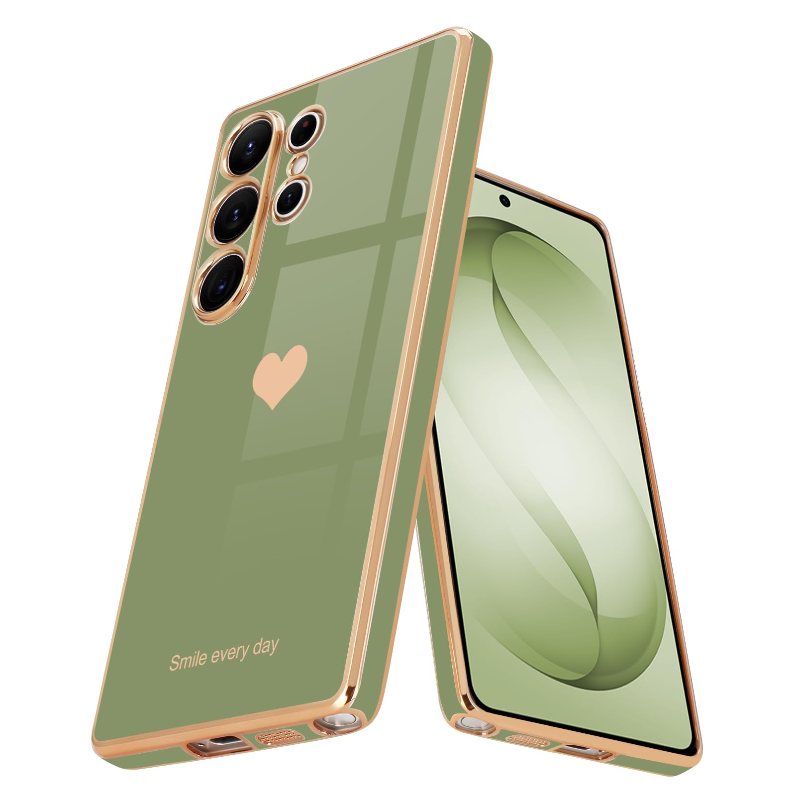 Teageo Kompatibel mit Samsung, Süße Herzmuster Mädchen Handyhülle Luxuriös Galvanisierte Glitzer Weich TPU Kameraschutz Kratzfest Stoßfest Schutzhülle für Samsung