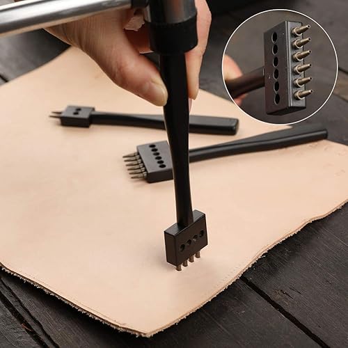 Miniatura 4 de DIUDUS Punzón de 246 de 0.197 in, biselador de borde de cuero de 0.069 pulgadas, herramienta de punzón de cuero negro, herramienta de esquí de