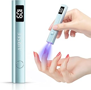 AIRSEE Cordless Mini Nail Lamp,Handheld UV Light with LCD Display for Gel Nails,Rechargeable USB Nail Dryer for Fast Cure,Rhinestone Glue Decoration,Gel Nail Strips at Home,Travel(Mint Green)