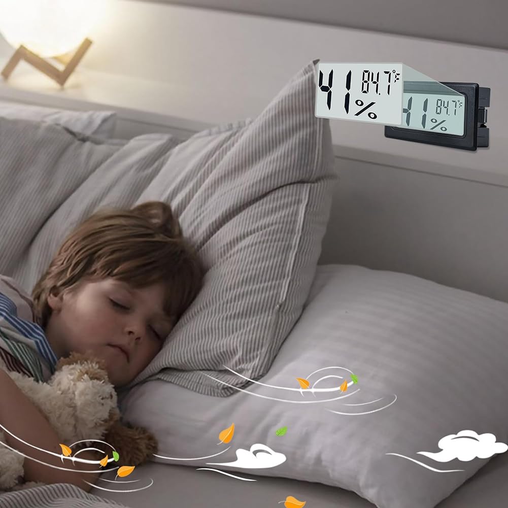 6Pcs thermomètres numériques d'intérieur, Mini hygromètre, Thermomètre numérique Humidité avec (℉), Incubateur, Thermomètre d'intérieur pour serre, jardin